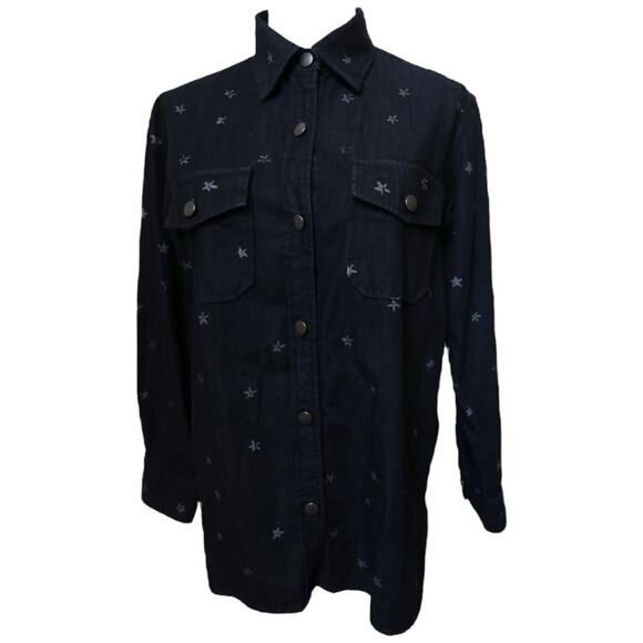 Current/Elliott The Perfect Shirt Washed Black with Mini Stars Size 1 - Picture 4 of 15